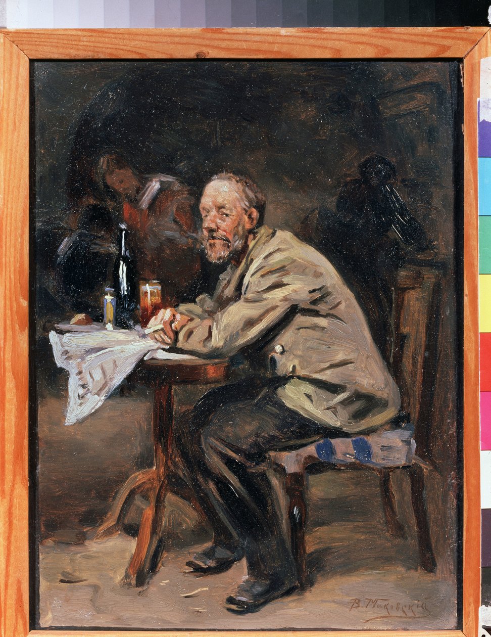 Un buveur (Um Bebedouro). Peinture de Vladimir Yegorovich Makovsky (Makovsky, Makovsky) (1846-1920), huile sur toile, art russe 19th siecle. Museu Estatal de Arte, iaroslavl (Russie) de Vladimir Egorovic Makovsky