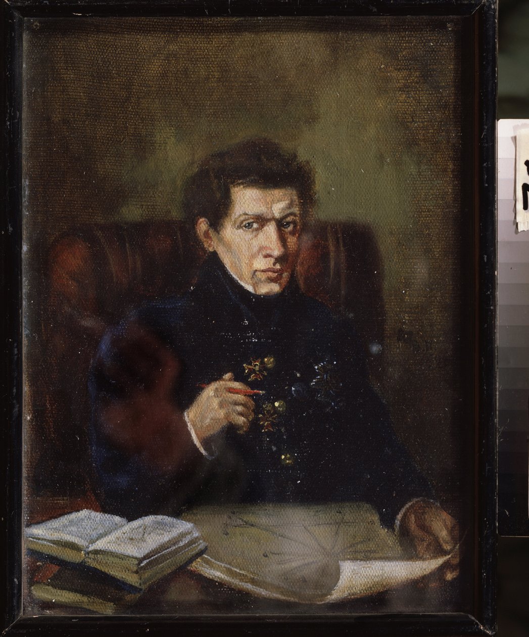 Retrato do matemático Nikolai Lobachevski (Lobatchevski) (1792-1856). Pintura de Vladimir Yakovlevich Perelman (1892-1967), óleo sobre tela, ca. 1940. Arte russa do século XX, arte soviética. Museu de Arte da República de Udmurt, Ljevsk (Rússia). de Vladimir Lochevski Perelman