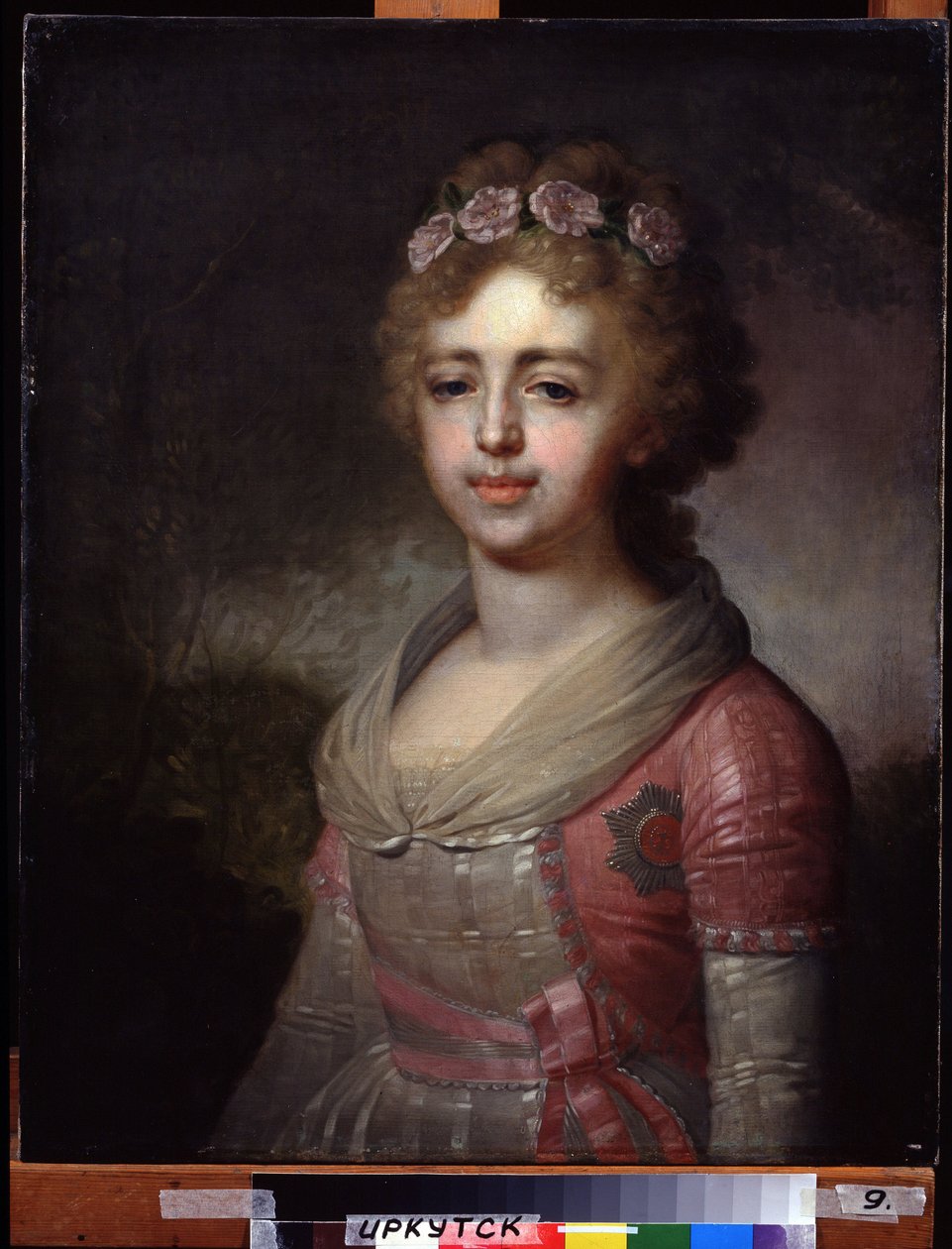 Retrato da grã-duquesa Alexandra Pavlovna (1783-1801), filha do imperador Paulo I (Retrato da grã-duquesa Alexandra Pavlovna, filha do imperador Paulo I). Pintura de Vladimir Lukich Borovikovsky (ou Borovikovsky) (1757-1825). Óleo sobre tela de Vladimir Lukich Borovikovsky