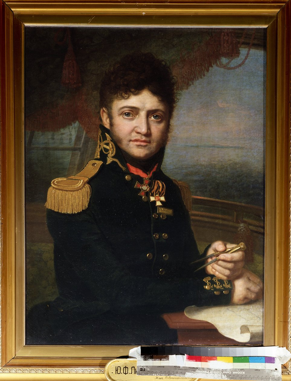 "Portrait du navigateur et officier Yuri Lisyansky (Lisiansky ou Lisianski) (1773-1837)" Peinture de Vladimir Borovikovsky (Borovikovski) (1757-1825) 1810 Museu Central da Marinha do Estado de São Petersburgo de Vladimir Lukich Borovikovsky