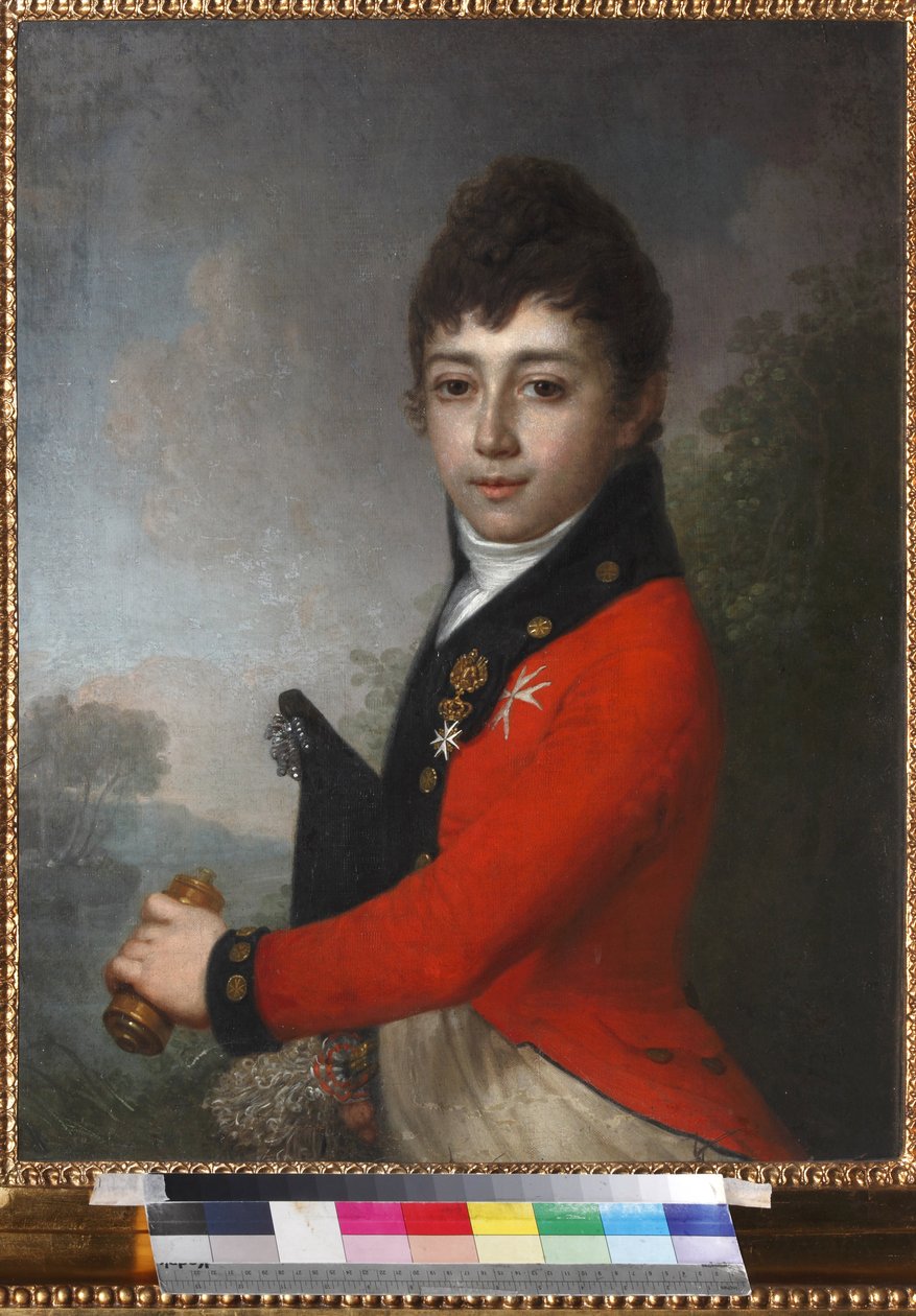 Retrato do Barão Alexey (Alexis) Nikolaevich Serdobin (1790-1834) como Criança por Borovikovsky, Vladimir Lukich (1757-1825). Óleo sobre tela, meados de 1800, coleção Podstanitsky de Vladimir Lukich Borovikovsky
