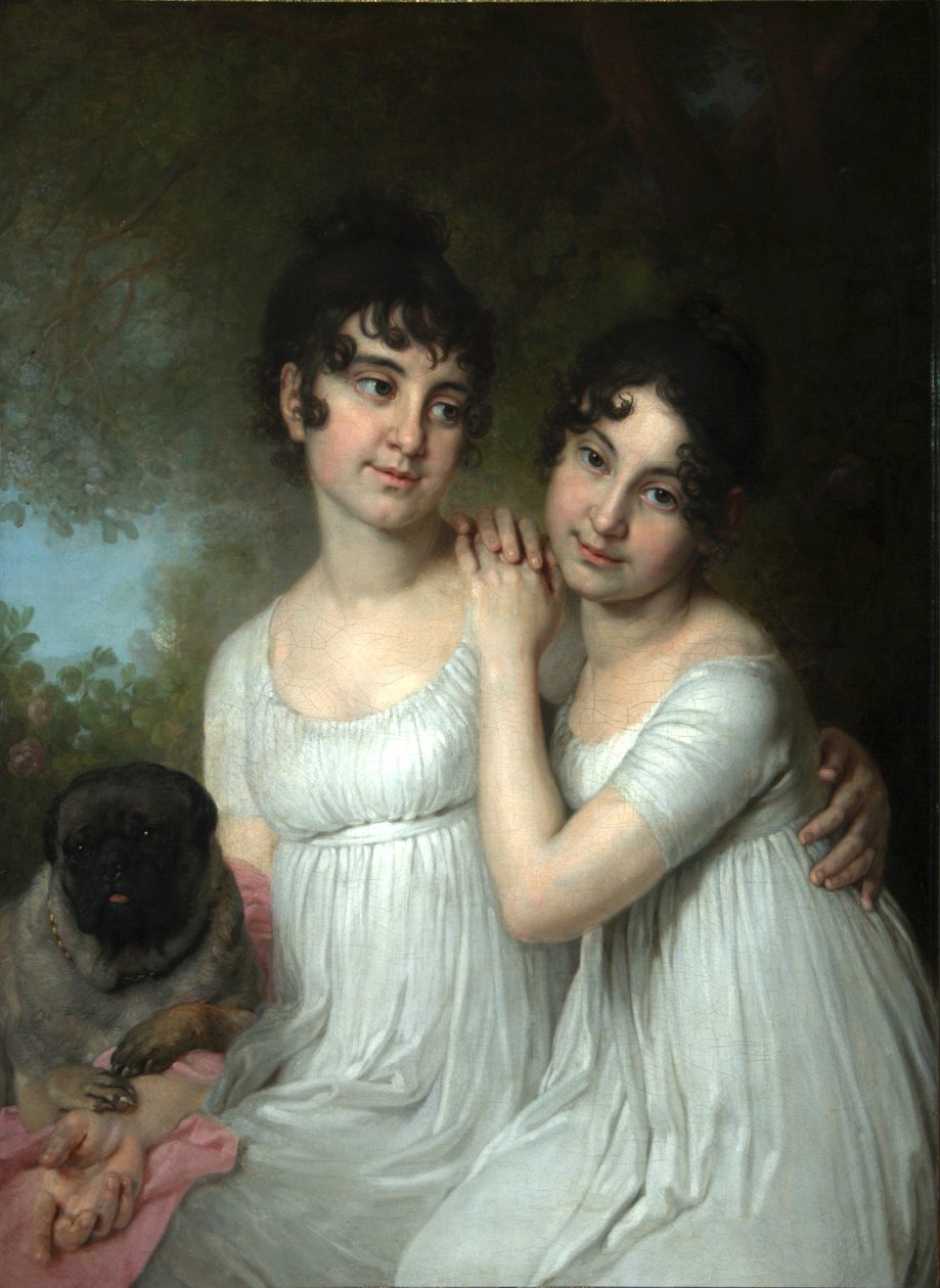 Retrato das Condessas EA e AA Kurakin, 1802 de Vladimir Lukich Borovikovsky