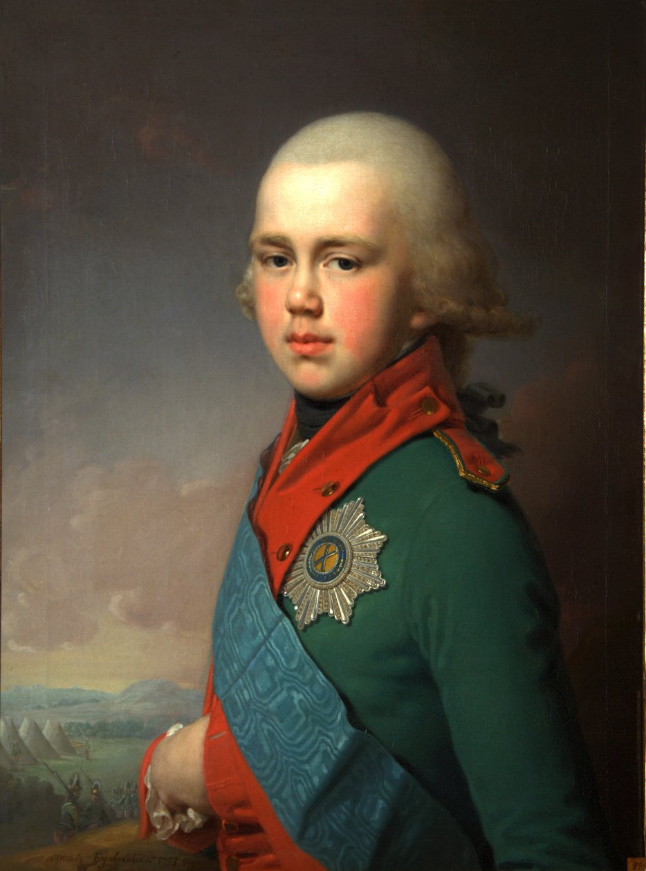 Retrato do Grão-Duque Constantino Pavlovich da Rússia 1779-1831, 1795 de Vladimir Lukich Borovikovsky