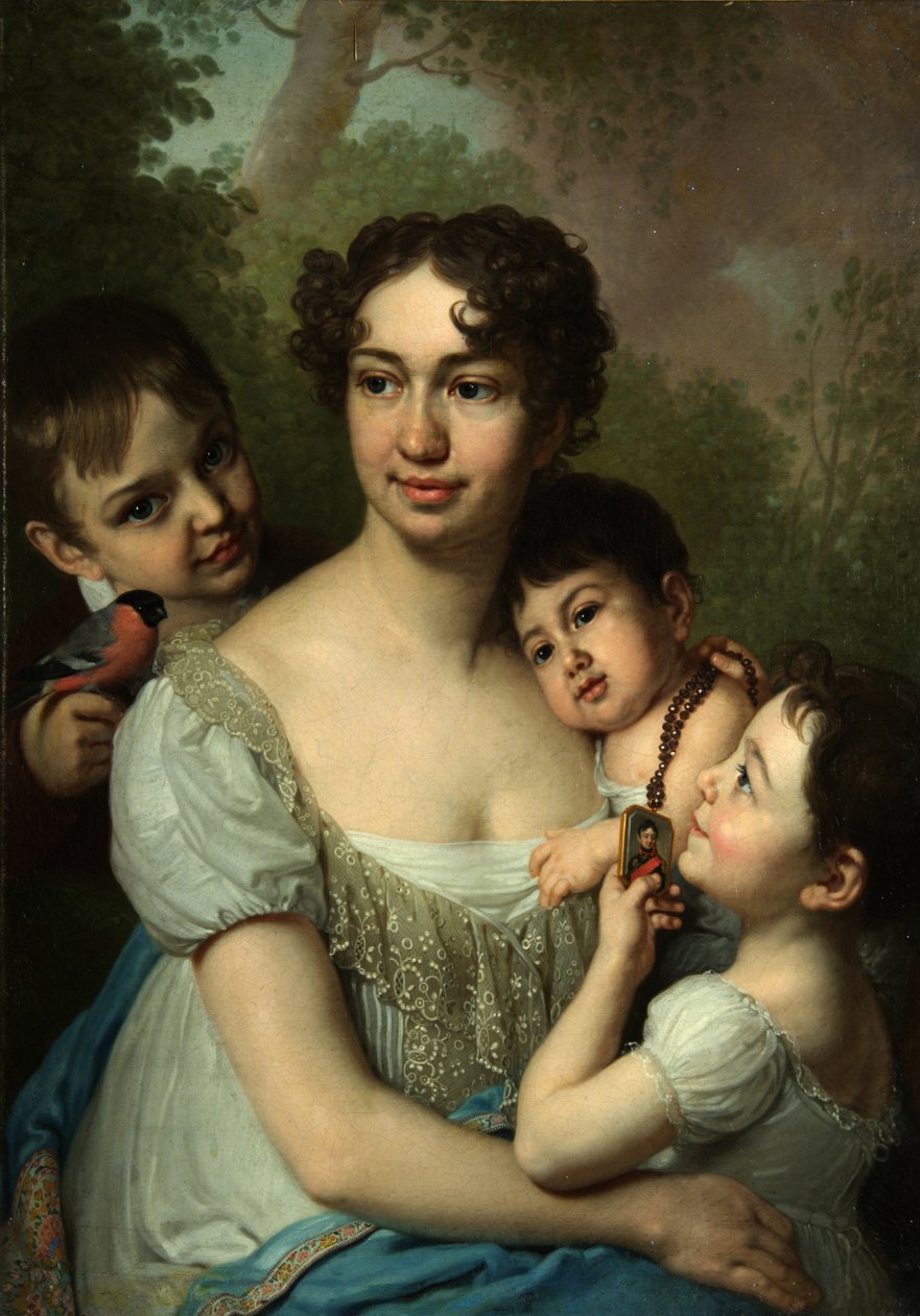 Retrato de Yelena Balashova com crianças, c. 1811 de Vladimir Lukich Borovikovsky