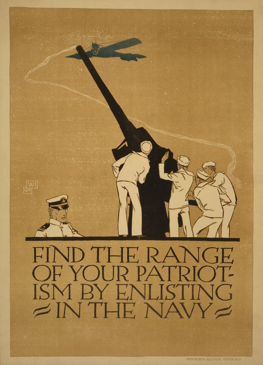 "Encontre o alcance do seu patriotismo alistando-se na Marinha", 1918 de Vojtěch Preissig