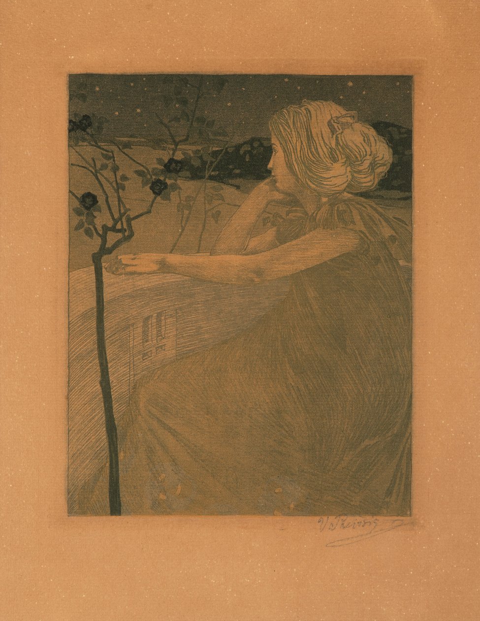 Meditação na varanda, 1899-1900. de Vojtěch Preissig