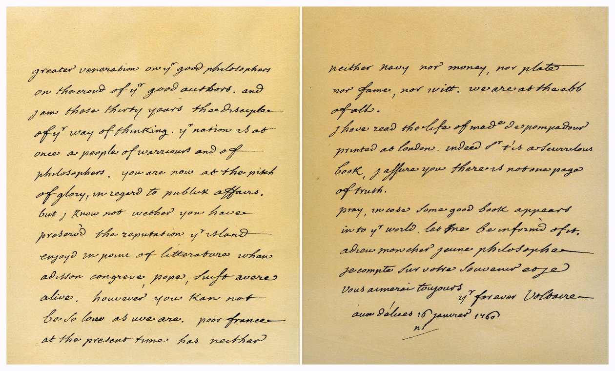 Carta de François Marie Arouet de Voltaire a George Keat, 16 de janeiro de 1760. de Voltaire