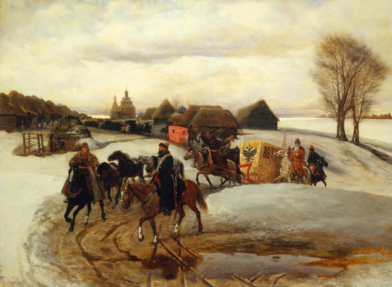 A peregrinação da primavera da czarina, sob o tzar Aleksy Mihailovich de Vyacheslav Schvarts