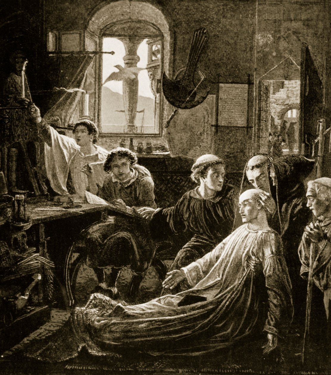 A morte do Venerável Bede, 735 de W. Bell Scott