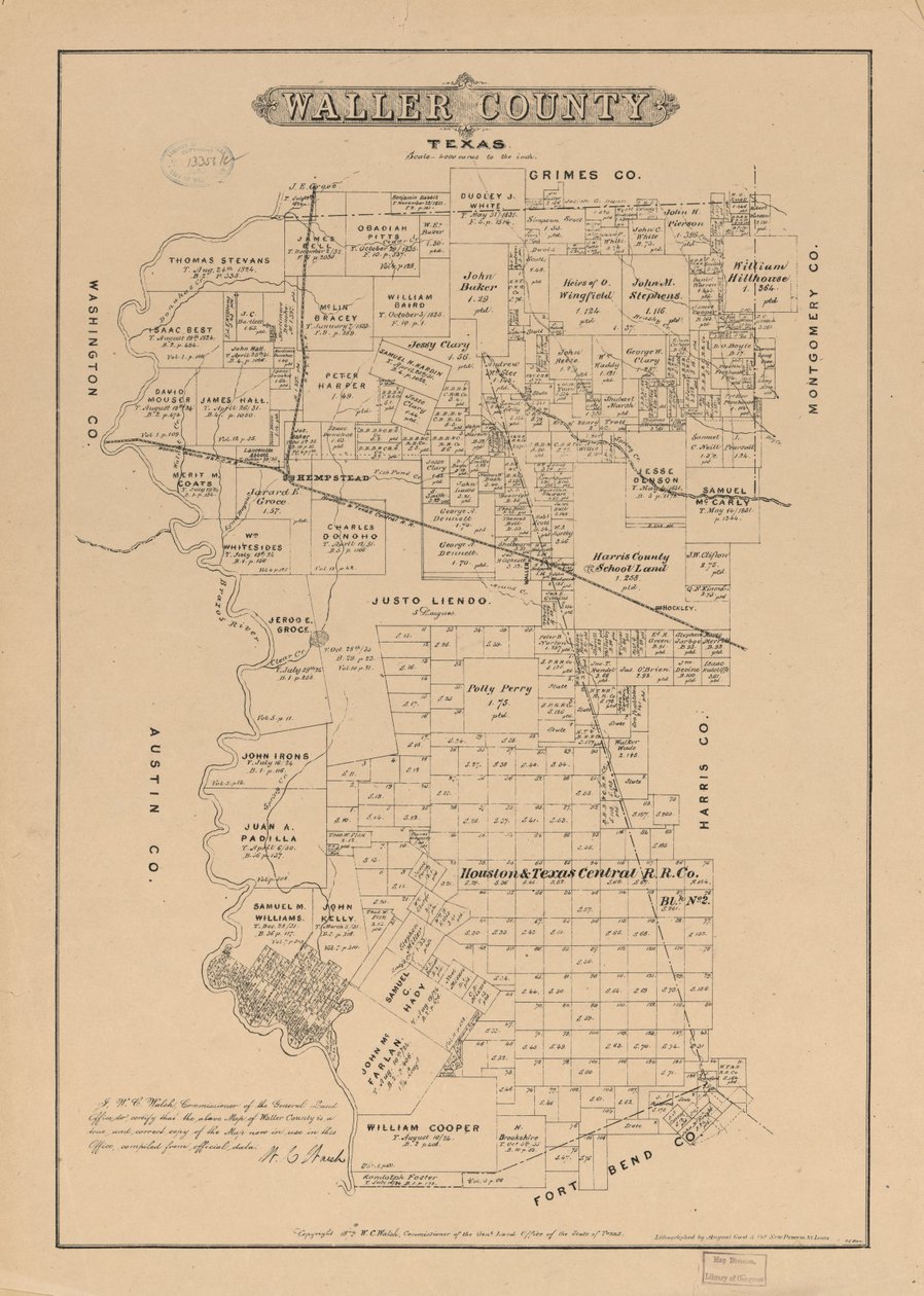 Condado de Waller, Texas. de W. C. Texas. General Land Office; Walsh