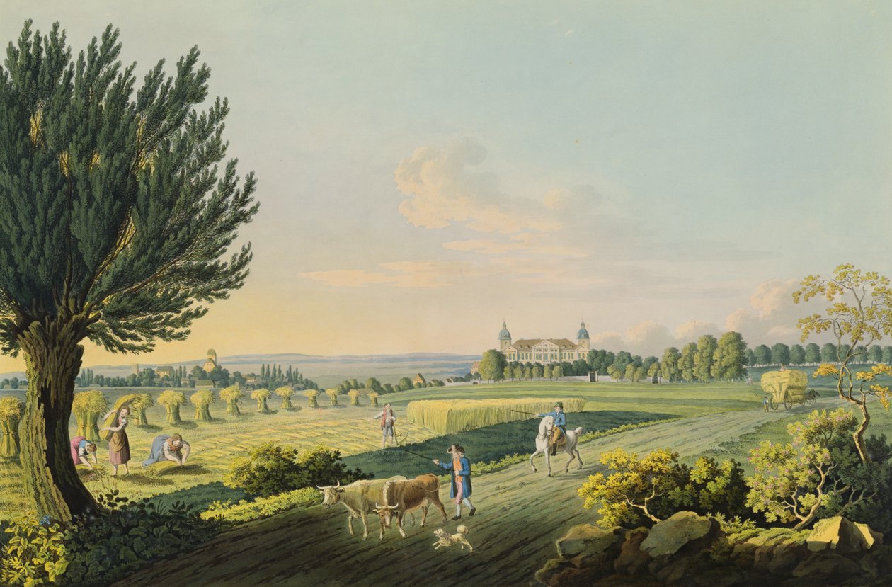 Vista de Hundisburgo gravada por Carl August Richter (1770-1848) (gravura com wc) de W. after Behrendsen