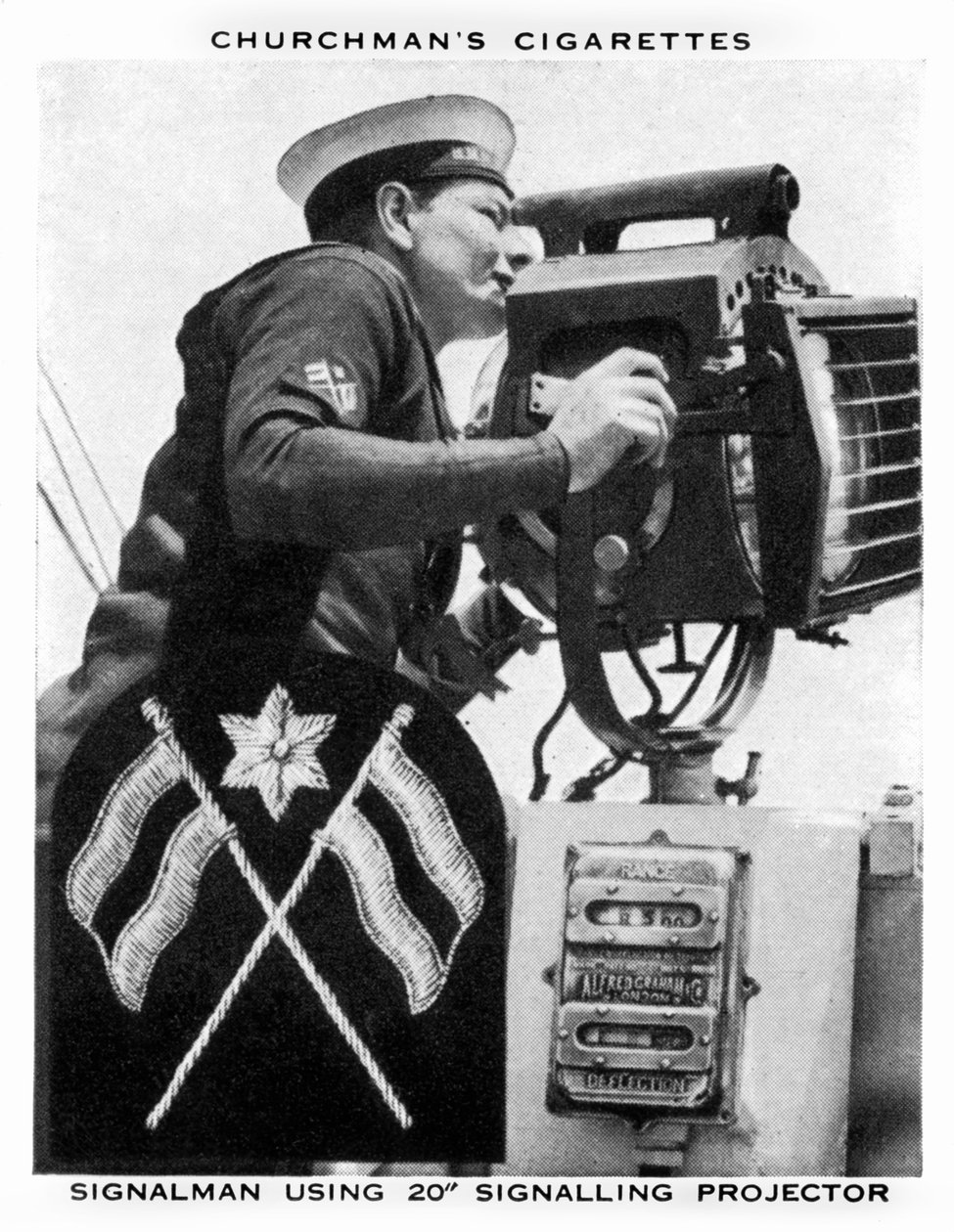 Signalman usando o projetor de sinalização 20, 1937. de WA and AC Churchman