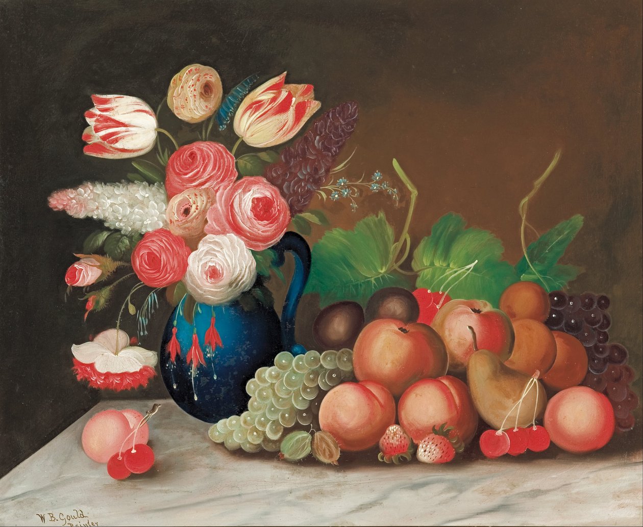 Ainda vida com frutas e flores de W.B. Gould