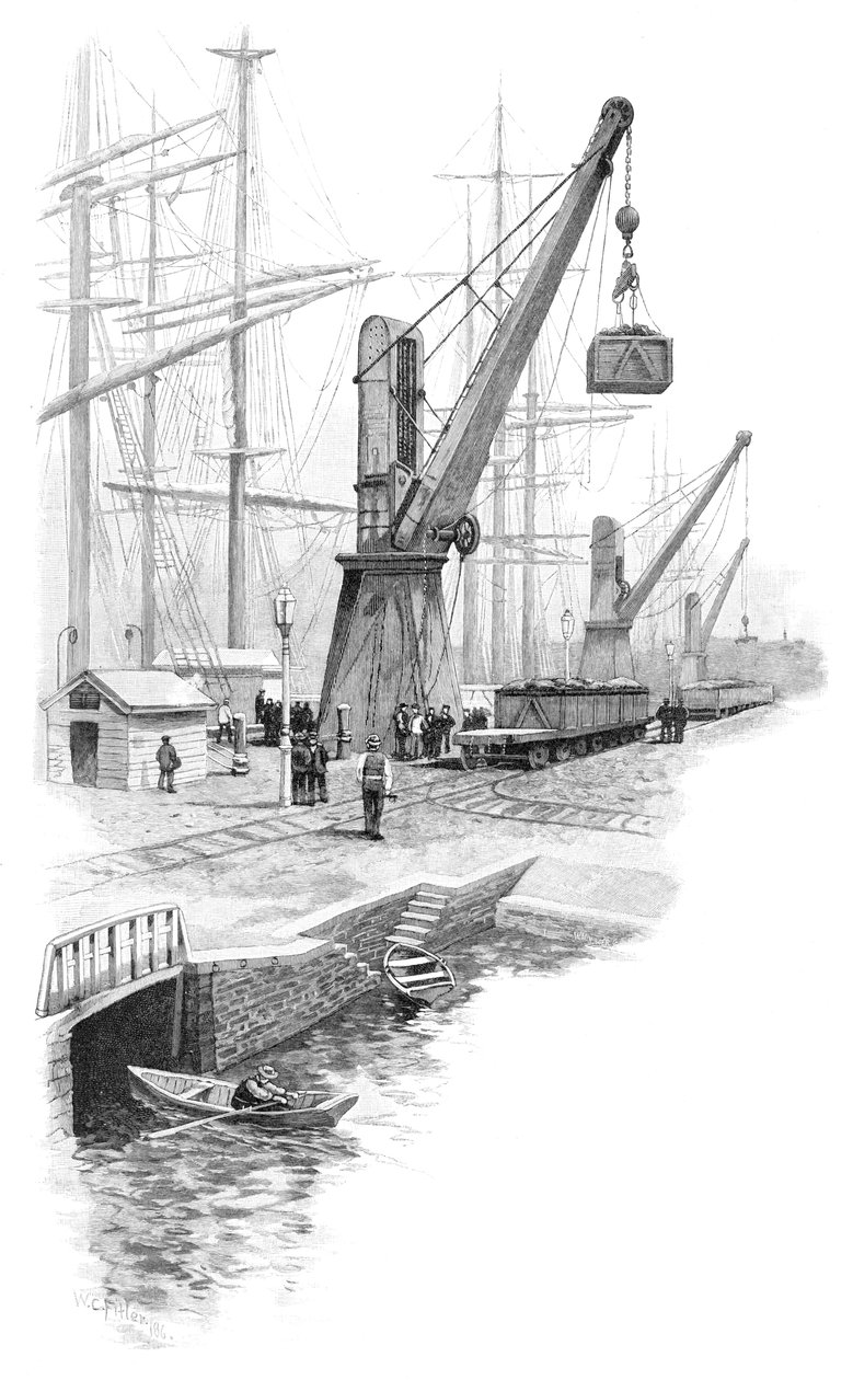 Carregando carvão em Newcastle, Nova Gales do Sul, Austrália, 1886. de WC Fitler