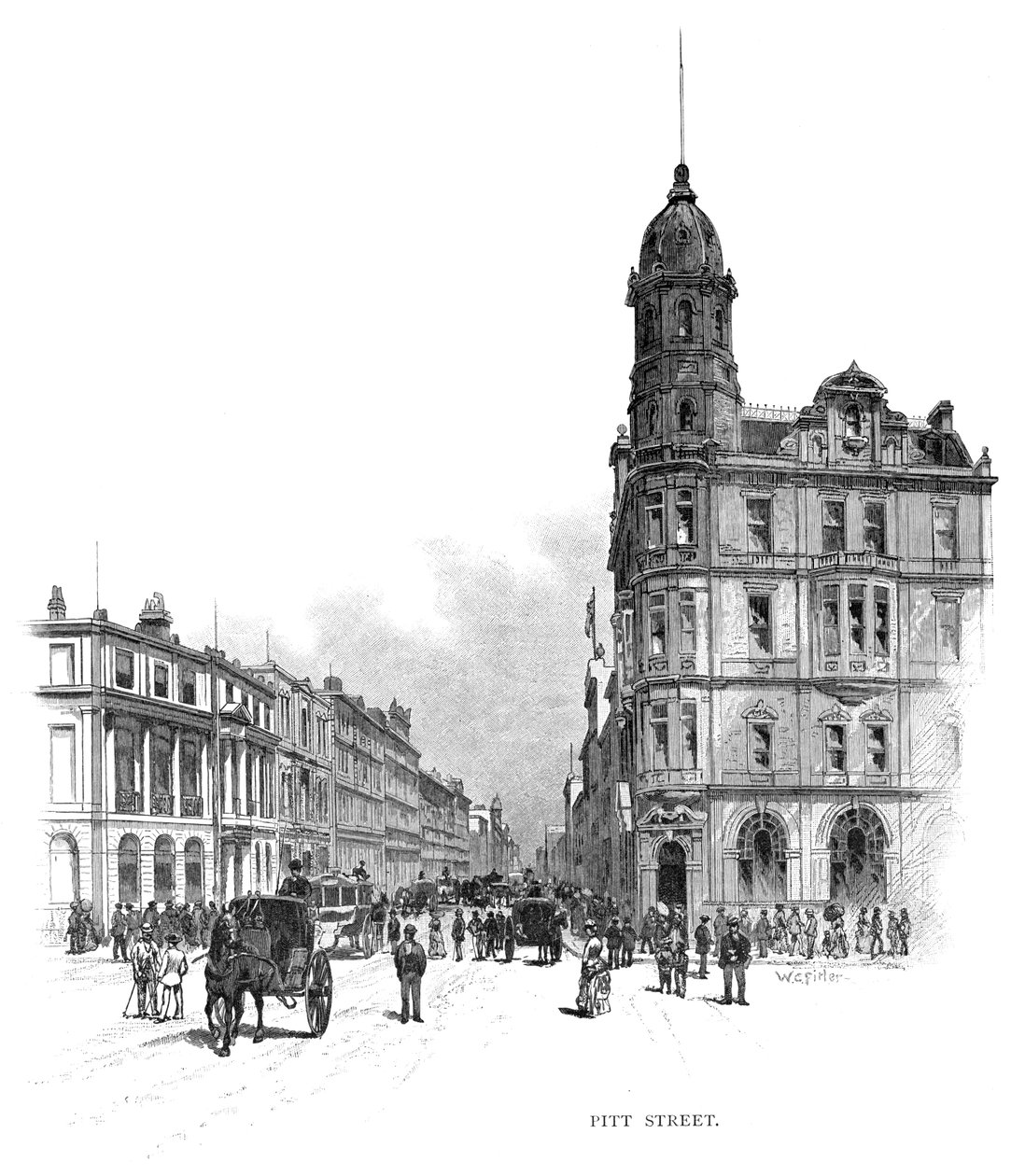 Pitt Street, Sydney, Nova Gales do Sul, Austrália, 1886. de WC Fitler