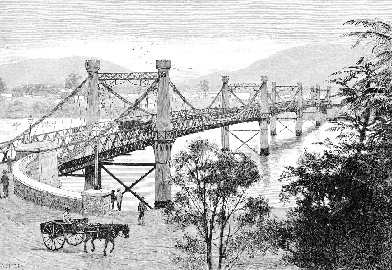 The Bridge, Rockhampton, Queensland, Austrália, 1886 de WC Fitler