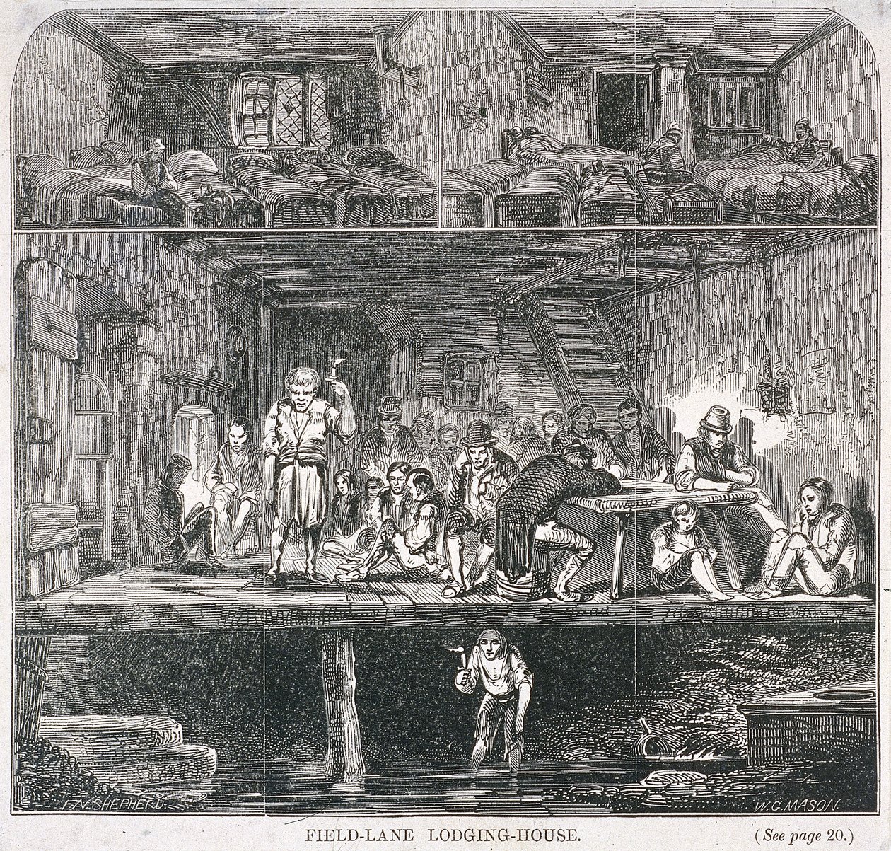 Field Lane Lodging House, Londres, 1847 de WG Mason