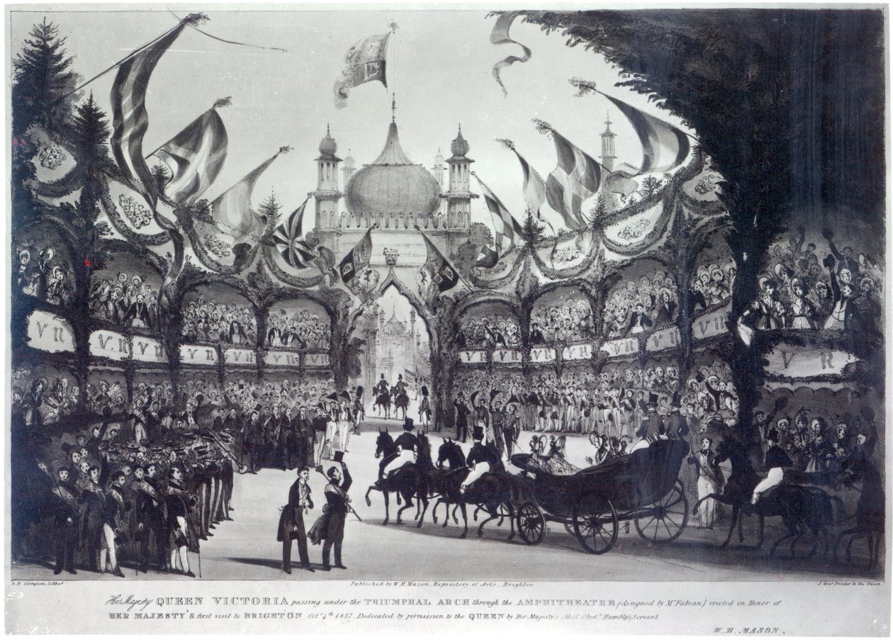 Primeira visita da Rainha Vitória a Brighton, gravada por George Bryant Campion, 1837 de W.H. Mason