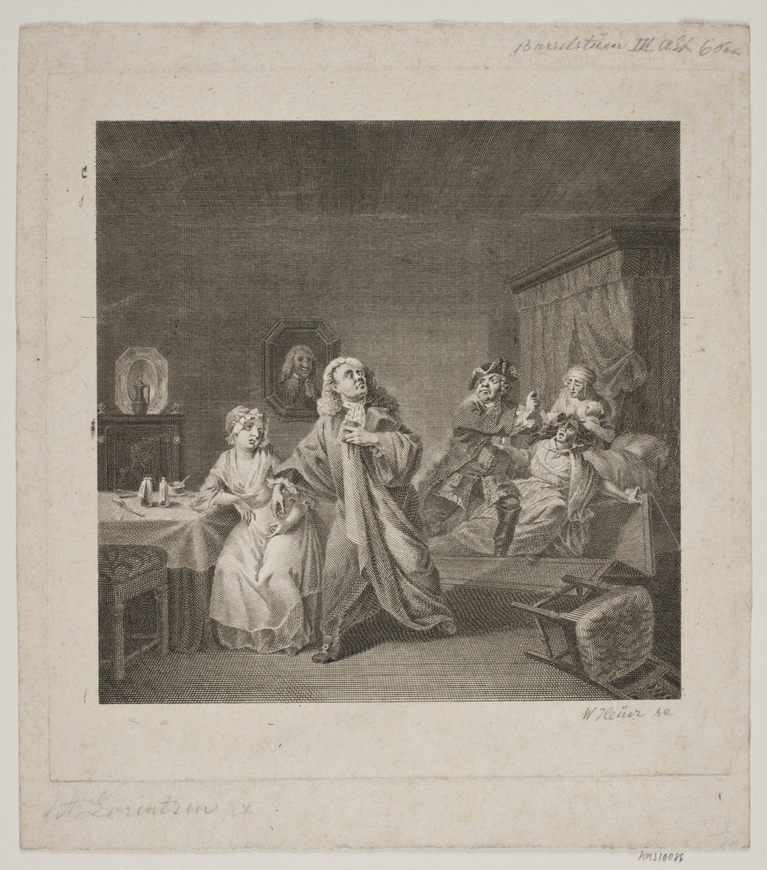 Maternidade III. cena do ato 6. Gravura após a Galeria Holberg de Lorenzen. de WIlhelm Heuer