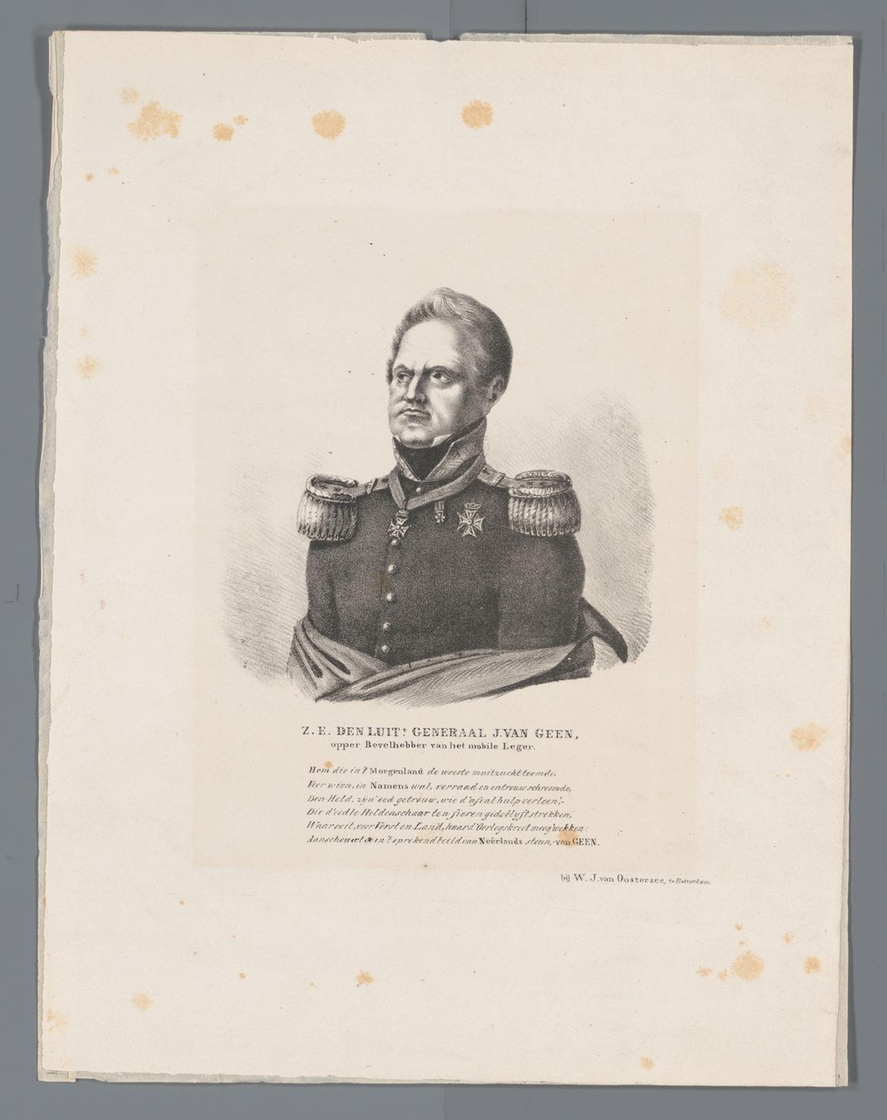 S.E. den Luit General J. van Geen, Comandante Supremo do Exército Móvel (título sobre o objecto) de W.J. van Oosterzee