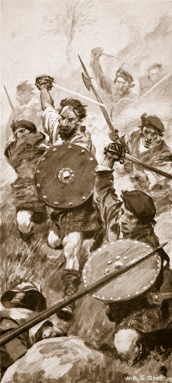 Os Highlanders na Batalha de Killiecrankie, 27 de julho de 1689 (lito) de W.R.S. Stott