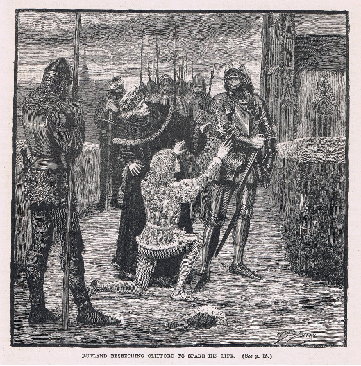 Rutland suplicando a Clifford que poupe sua vida 1460 de W.S. Stacey
