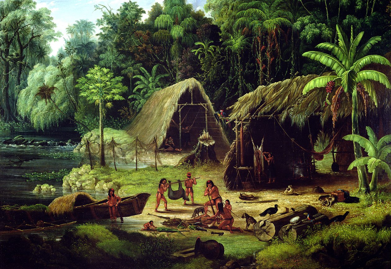 Aldeia Carib, Guiana Britânica, 1836 de W.S. Hedges