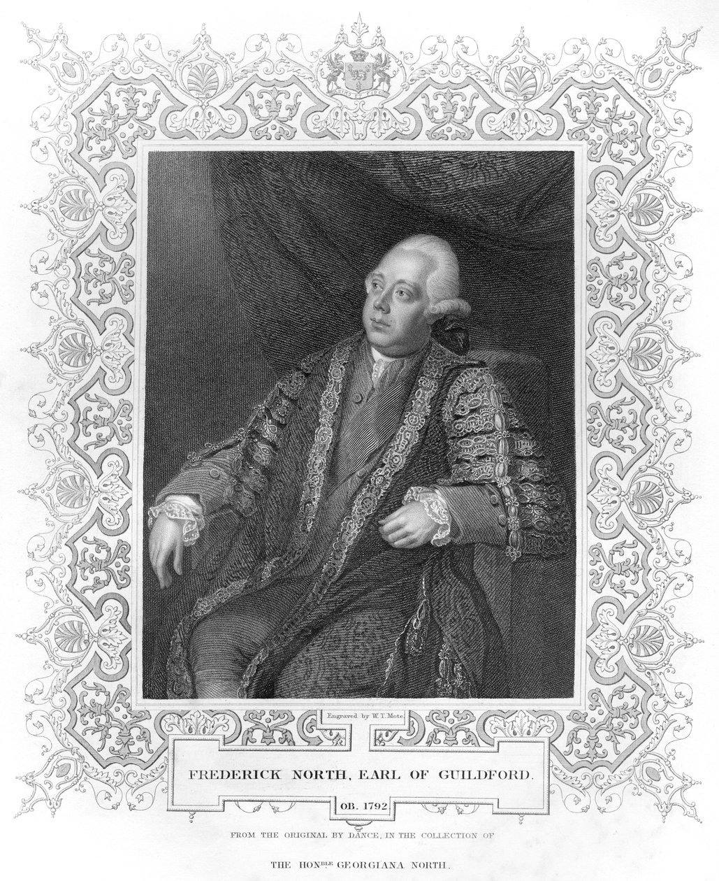 Retrato de Frederick North, conde de Guildford de W.T. Mote