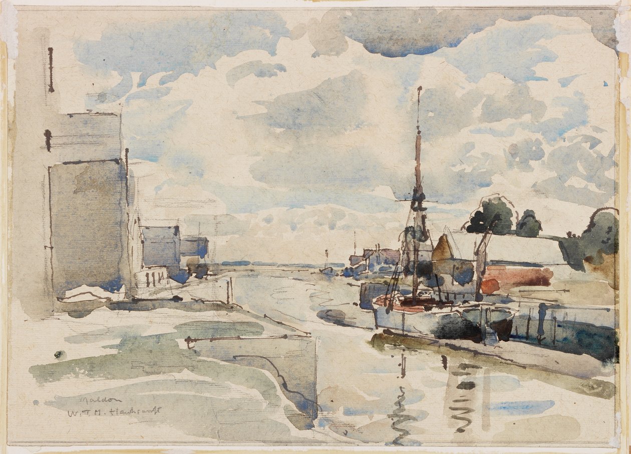 Maldon, Essex (bodycolour, pencil & wc no papel) de W.T.M. Hawksworth