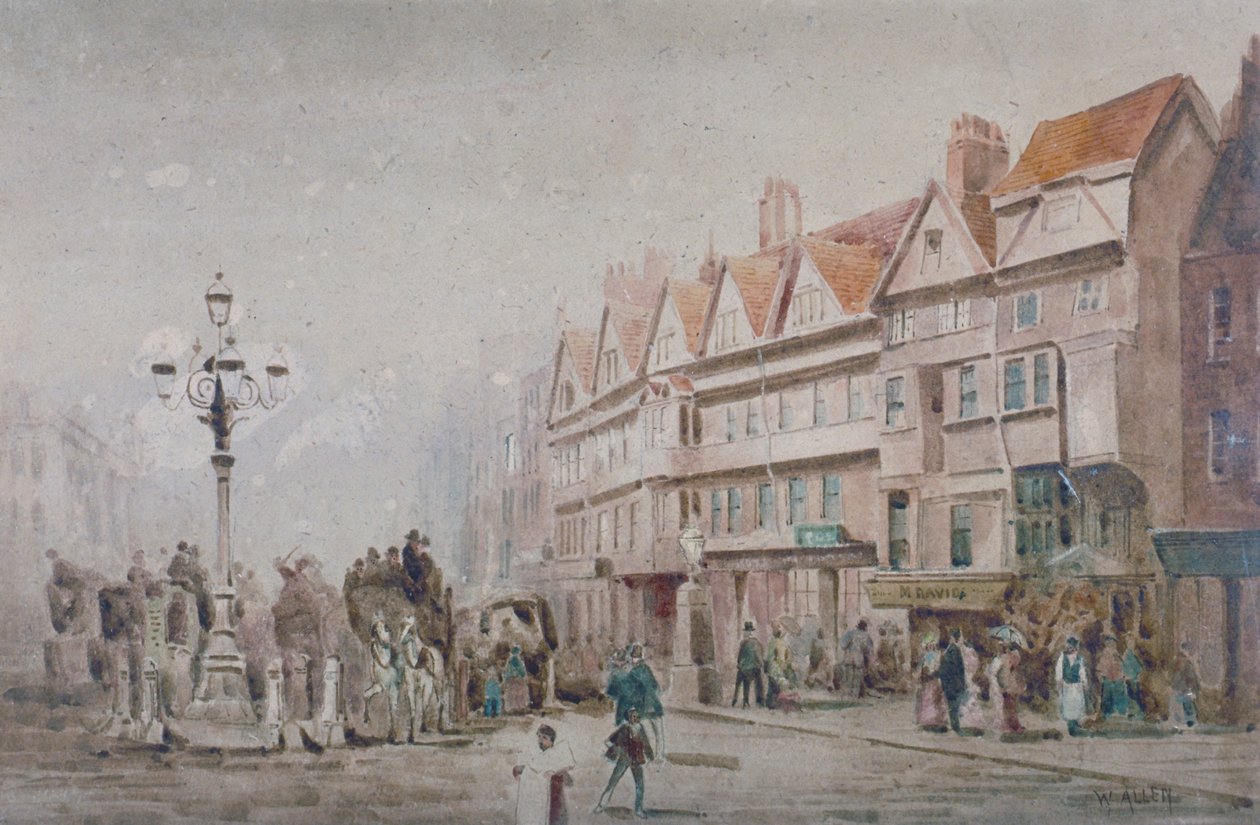 Vista leste ao longo do lado sul de Holborn e Stable Inn, Londres, 1860.           de W Allen