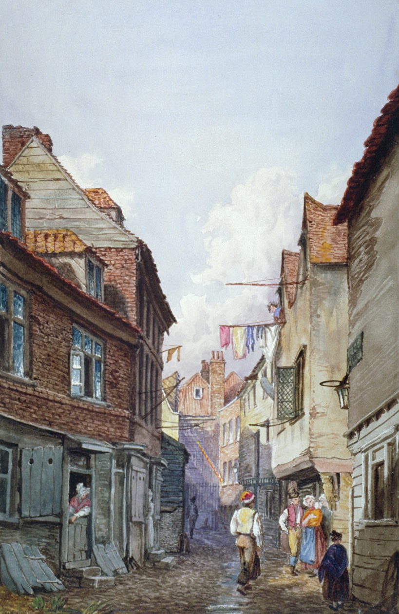 Vista dos números em Glean Alley, Bermondsey, Londres, c1825 de W Barker