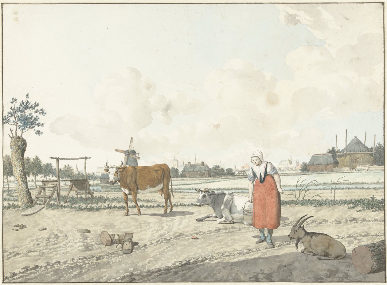 Paisagem com a esposa e o gado do agricultor de W. Barthautz