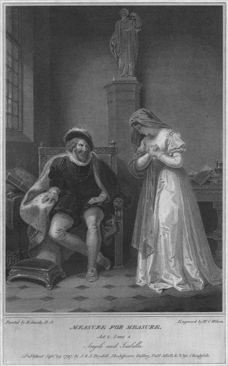 Medida por Medida. Ato 2. Cena 4. Angelo e Isabella, 1797. de W. C. Wilson