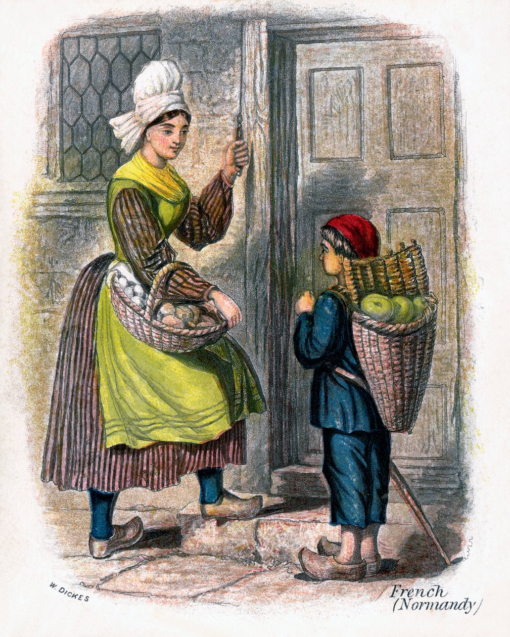 "French Woman and Child Selling Fruit", 1809. de W Dickes