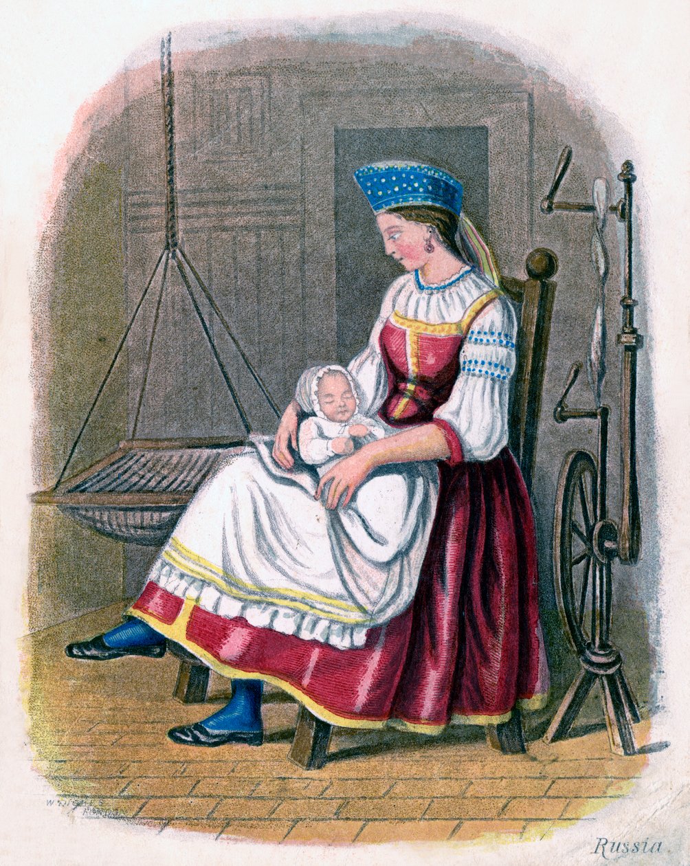 Mulher russa com bebê, 1809. de W. Dickes