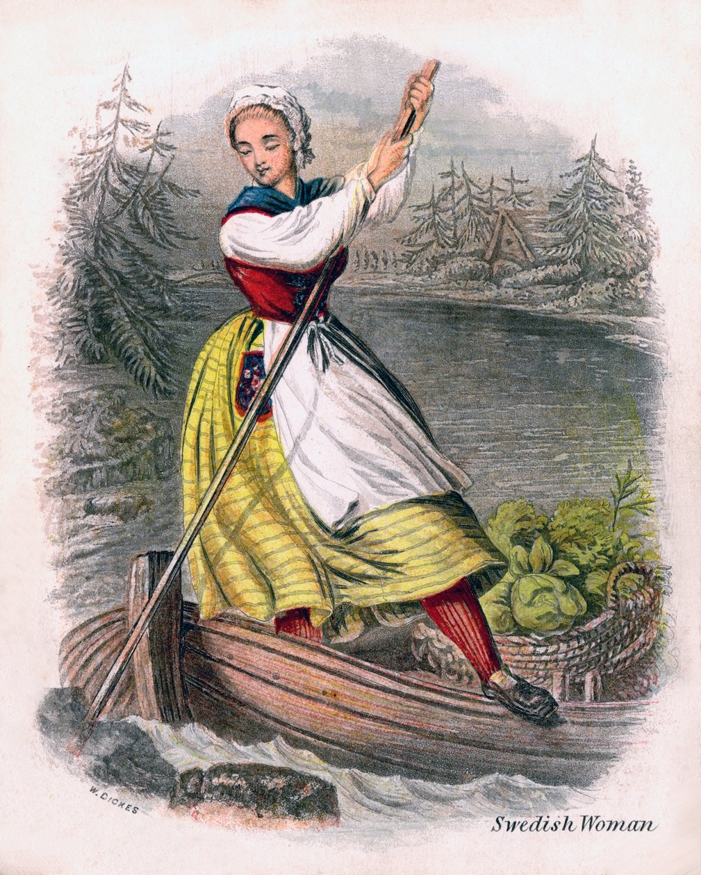 Mulher sueca remo, 1809. de W. Dickes