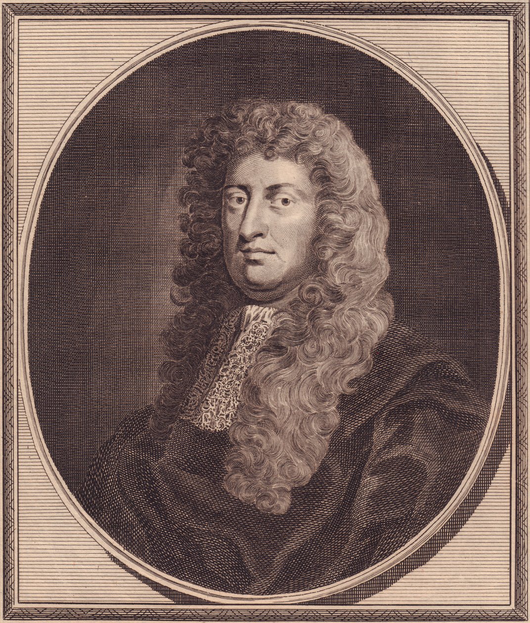 Retrato do político inglês William Russell, Lord Russell (1639-1683), gravura em cobre de John Goldar (1729-1795) de pintura de G Kneller de John Ward Dunsmore