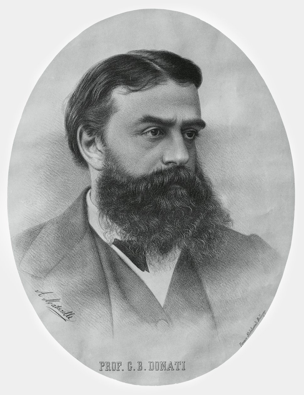 Retrato de Giovanni Battista Donati (1826-1873), matemático e astrônomo italiano, gravura de John Ward Dunsmore
