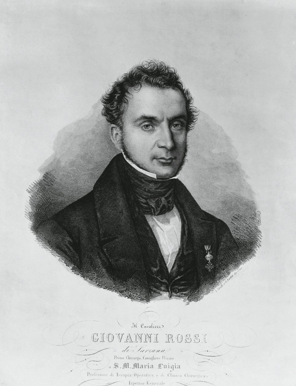 Retrato de Giovanni Rossi (século XIX), cirurgião italiano, gravura após pintura de Enrico Bandini (1807-1888) de John Ward Dunsmore