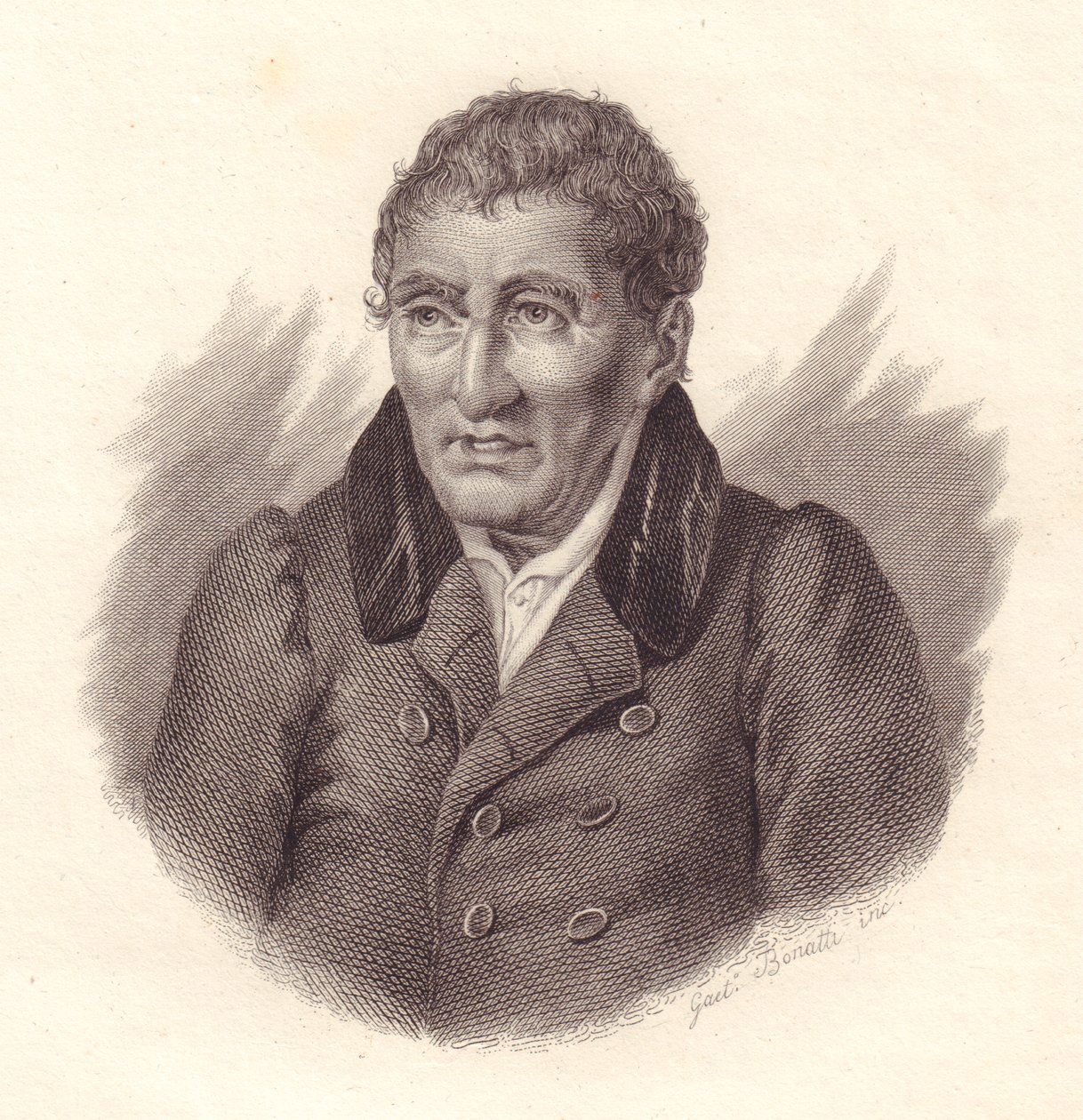 Retrato do poeta italiano Jacopo Vittorelli (1749-1835), gravura em cobre de Bonatti de John Ward Dunsmore