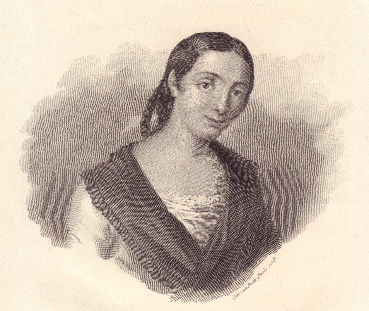 Retrato da escritora italiana Giustina Renier Michiel (1755-1832), gravura em cobre de John Ward Dunsmore