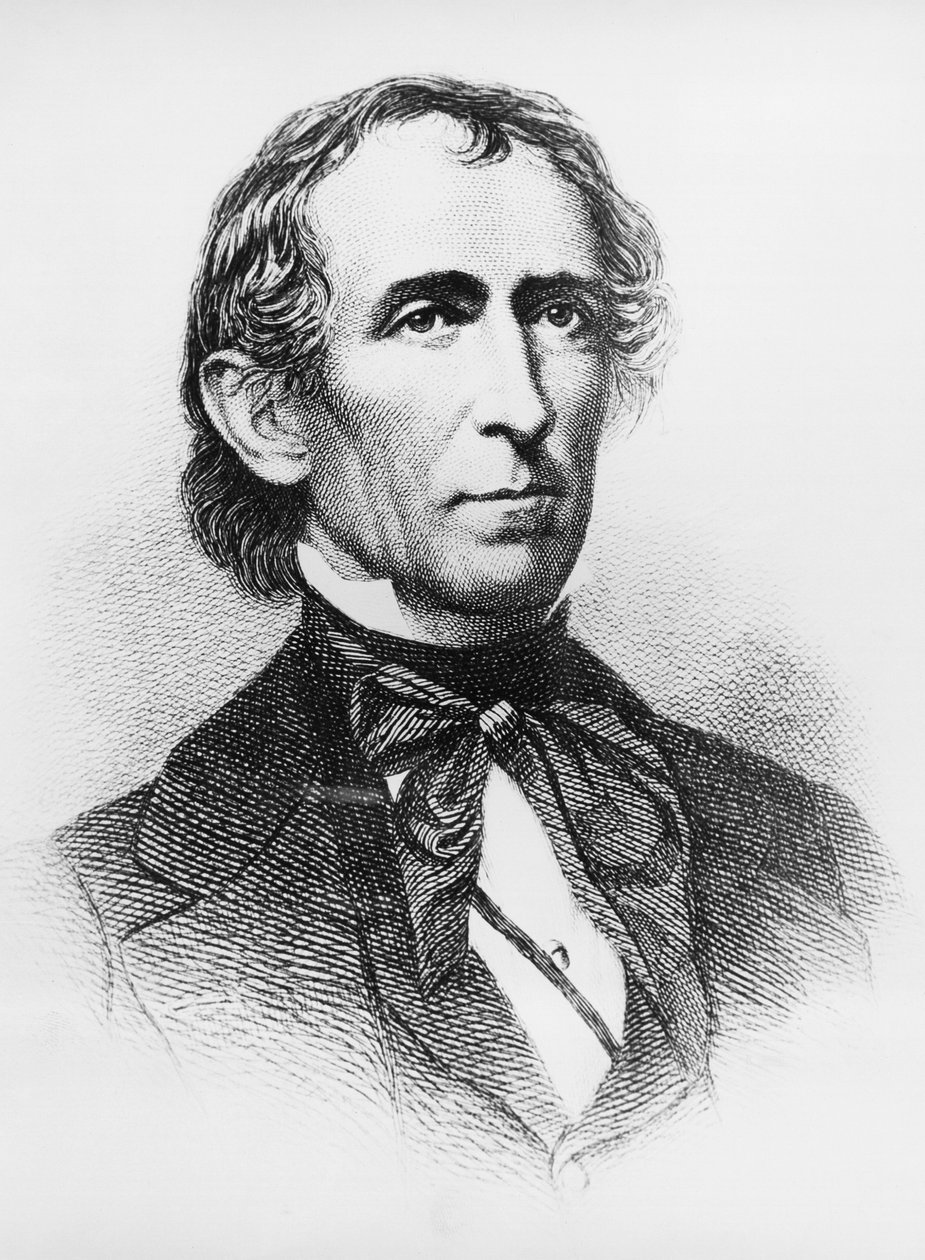 Retrato de John Tyler (1790-1862), advogado e político americano que foi 10º Presidente dos Estados Unidos de 1841 a 1845, gravando depois do daguerreótipo de John Ward Dunsmore