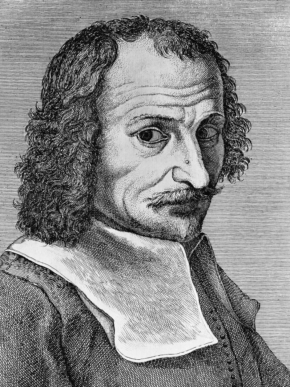 Retrato de Lorenzo Lippi (1606-1665), pintor, poeta e escritor italiano, gravura do poema Malmantile racquistato, publicado por Stamperia Stefano Orlandini de John Ward Dunsmore