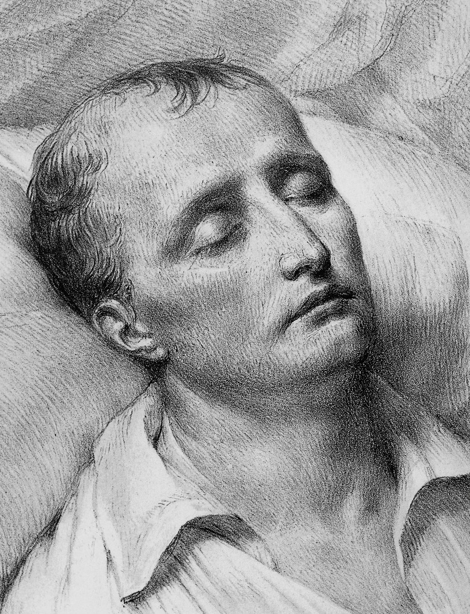 Retrato de Napoleão Bonaparte (1769-1821) no seu leito de morte, litografia de John Ward Dunsmore