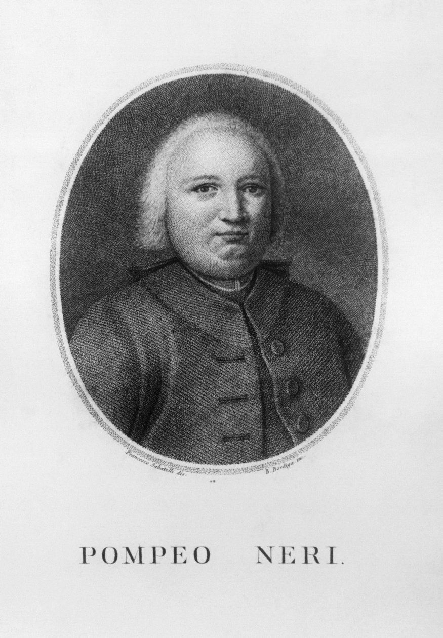Retrato de Pompeo Neri (1706-1776), jurista e político italiano, gravura de Benedetto Bordiga (1768-1847) após desenho de Francesco Sabatelli (1803-1829) de John Ward Dunsmore