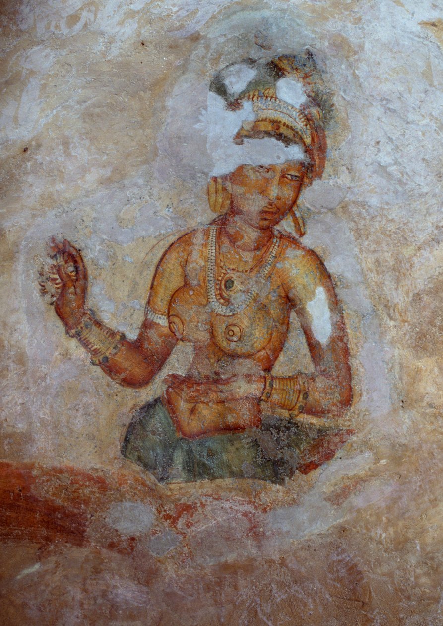 Sri Lanka, Fresco das meninas no complexo arqueológico de Sigiriya (Lista do Patrimônio Mundial da UNESCO de John Ward Dunsmore