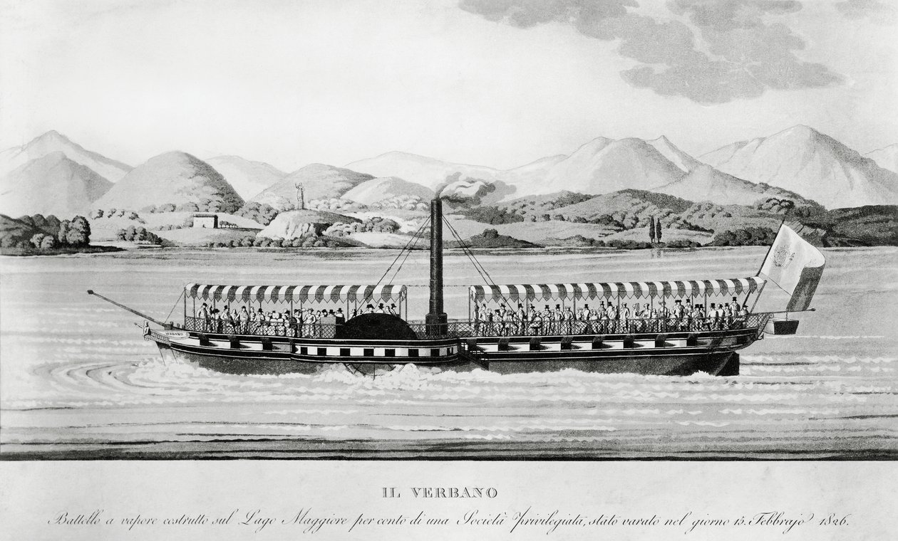 Verbano, primeiro navio a vapor posto em serviço no Lago Maggiore de John Ward Dunsmore