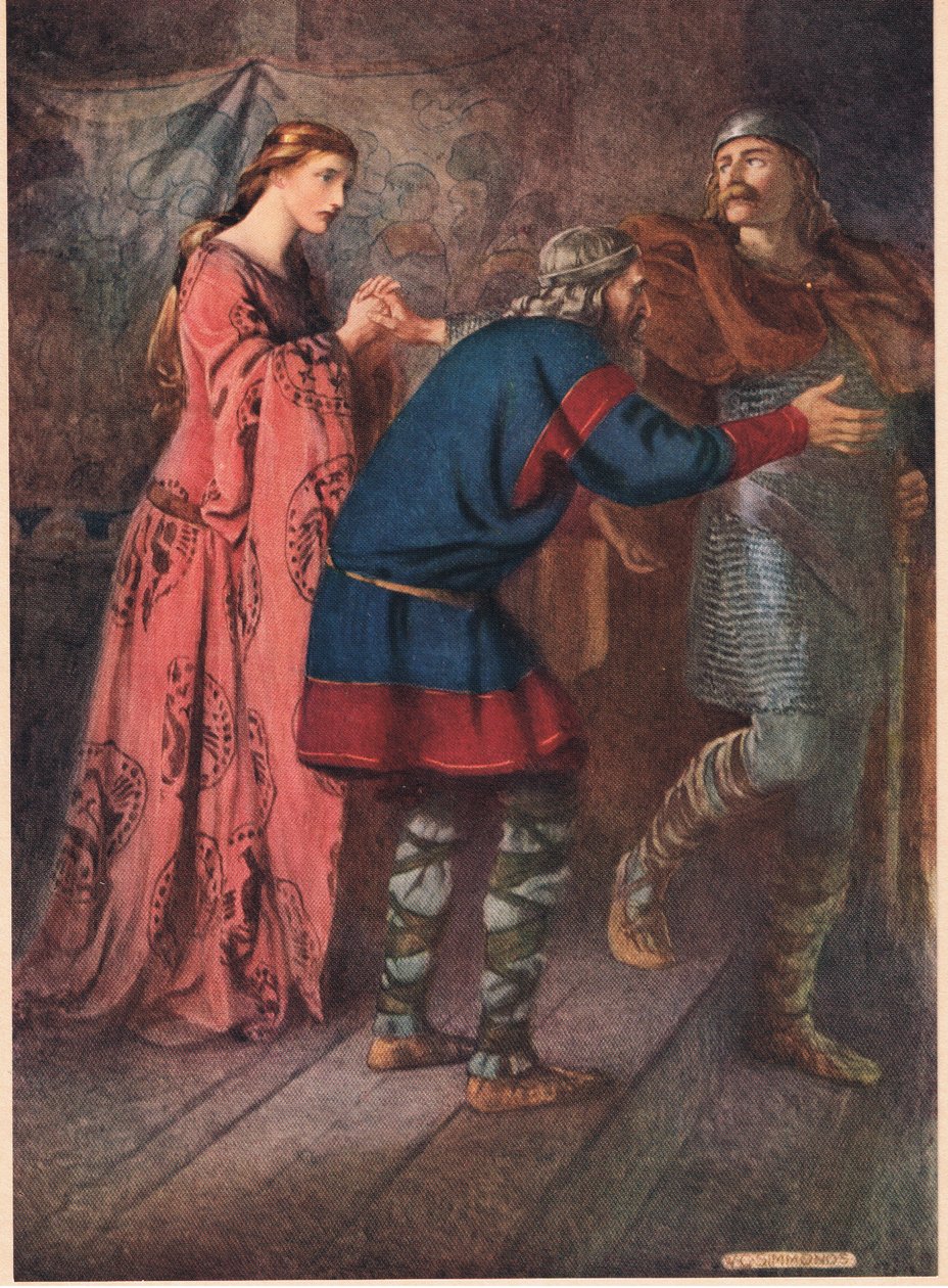 Laertes se despede de sua irmã Ophelia, de &39;Hamlet&39;, de William Shakespeare, edição publicada por Hodder und Stoughton em 1915 de W. G. Simmonds