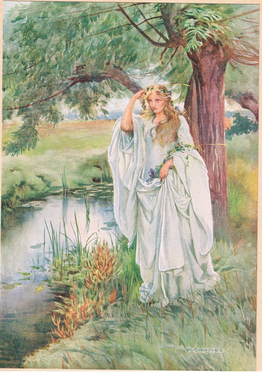 Ofélia, de &39;Hamlet&39;, de William Shakespeare, edição publicada por Hodder und Stoughton em 1915 de W. G. Simmonds