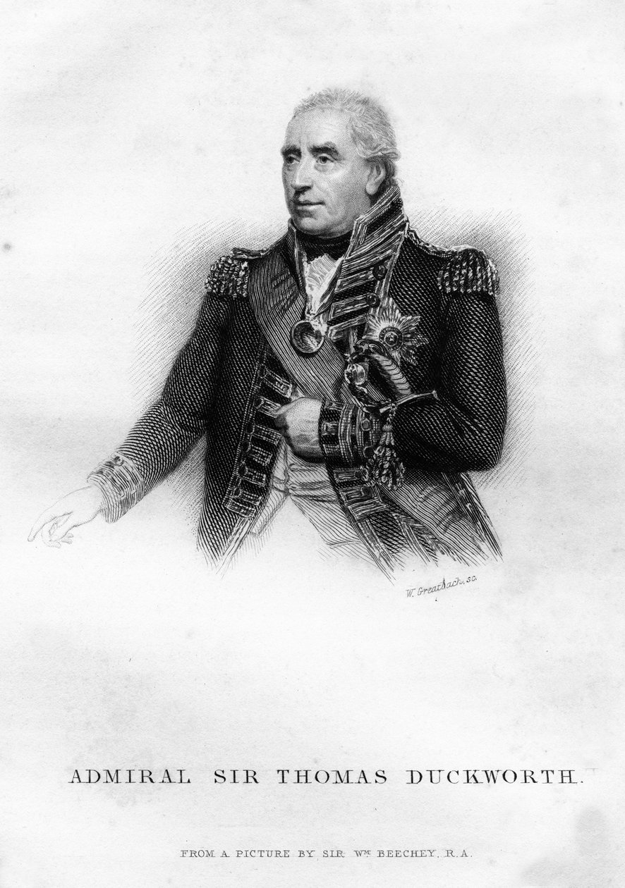 Sir John Thomas Duckworth 1747-1817, oficial da Marinha Britânica, 1837. de W. Greatbatch